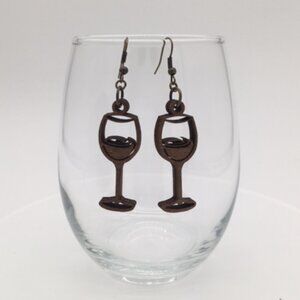 Custom Laser Cut Birch Wood Wine Glass Earrings